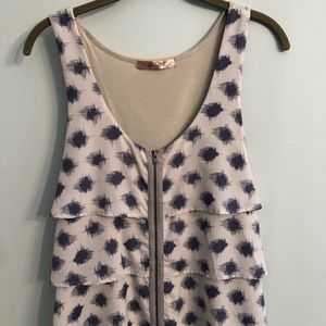 Blush and blue full zip tank top